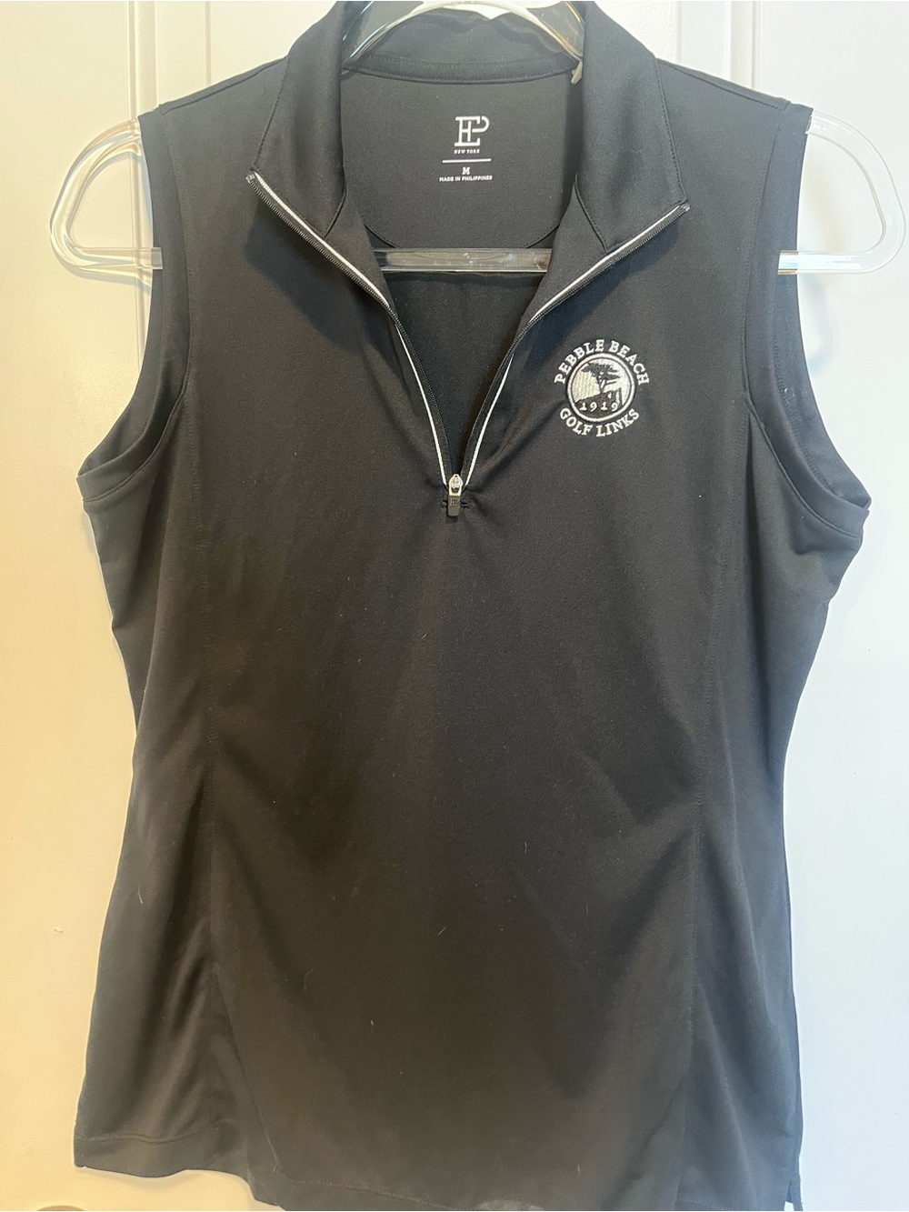 Pebble Beach Black Performance Polo with Subtle Logo